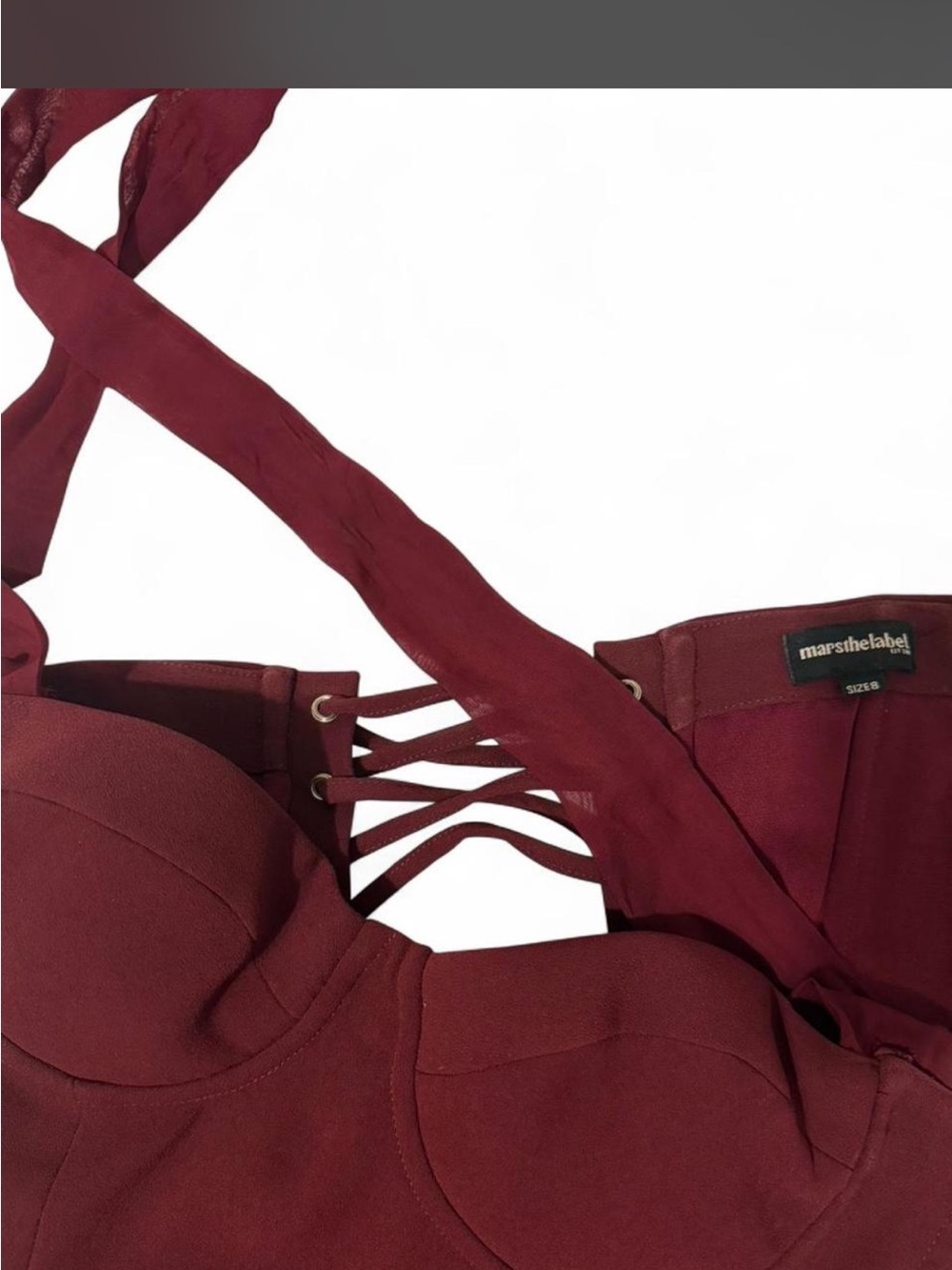 Marsthelabel Women's Burgundy Lace-Up Bustier Tank